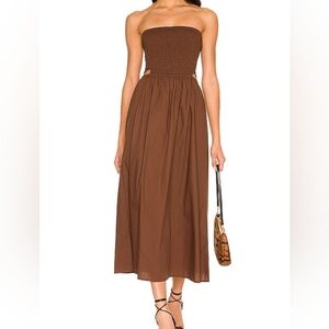 Faithful the Brand Deva Midi Dress in Plain Dark Chocolate size 10